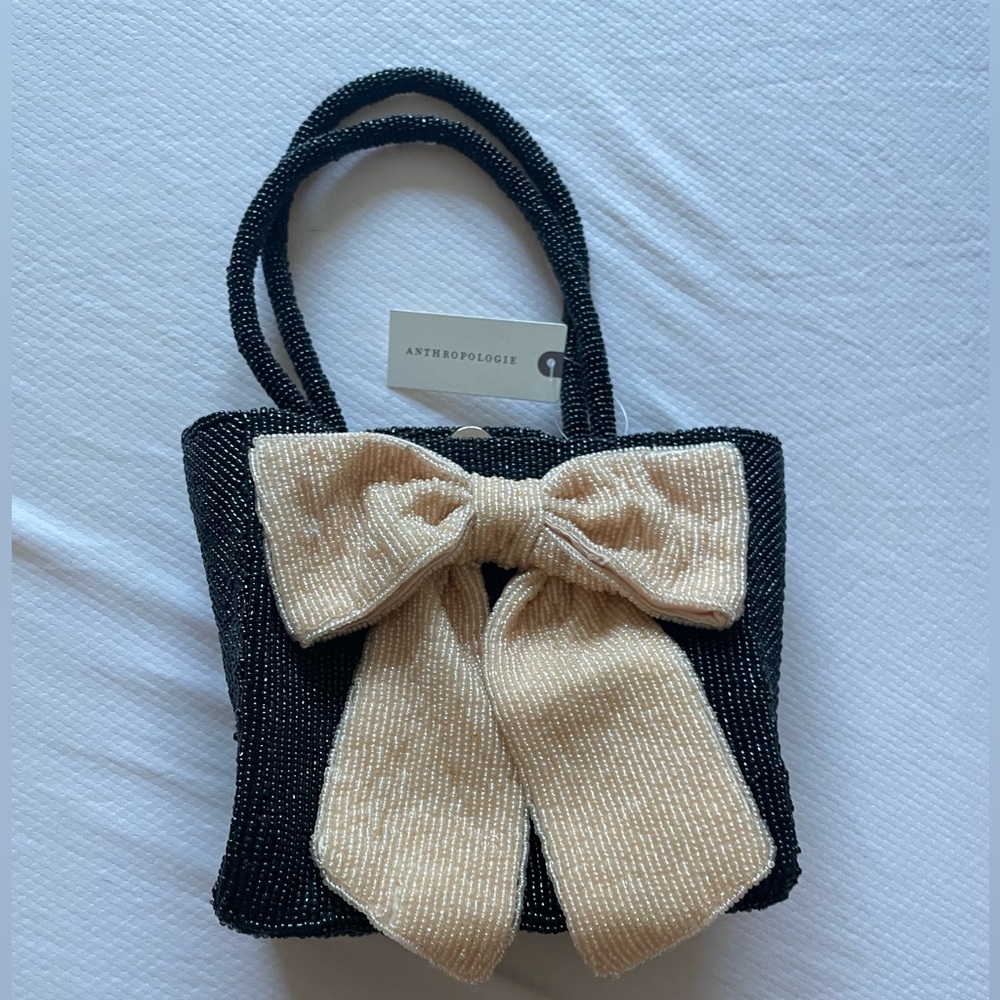 Anthropologie Beaded Bow Tie Mini Bag